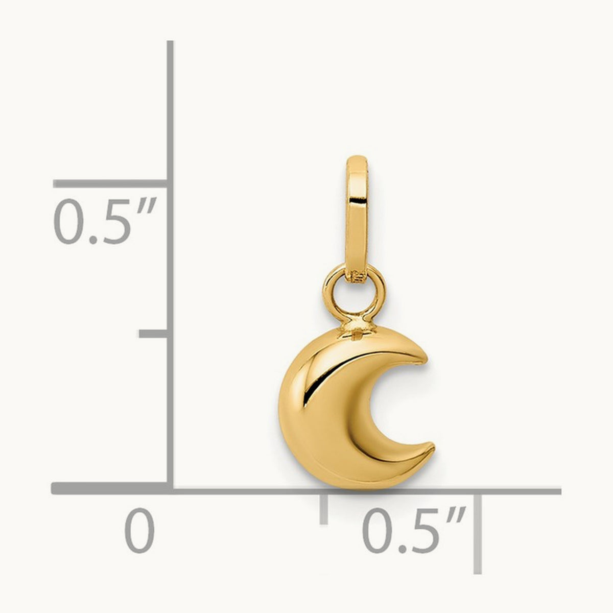 Polished Puffed Moon Charm, 14K