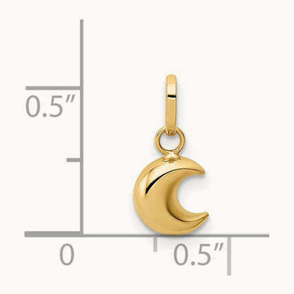 Polished Puffed Moon Charm, 14K