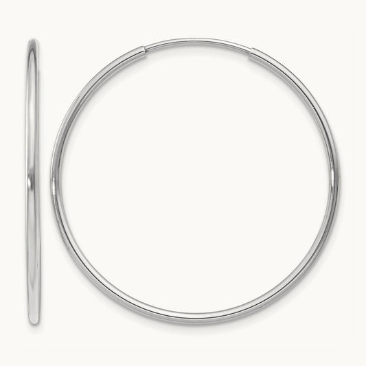 Polished Endless Tube Hoop Earrings, 1.20mm, 14K White Gold