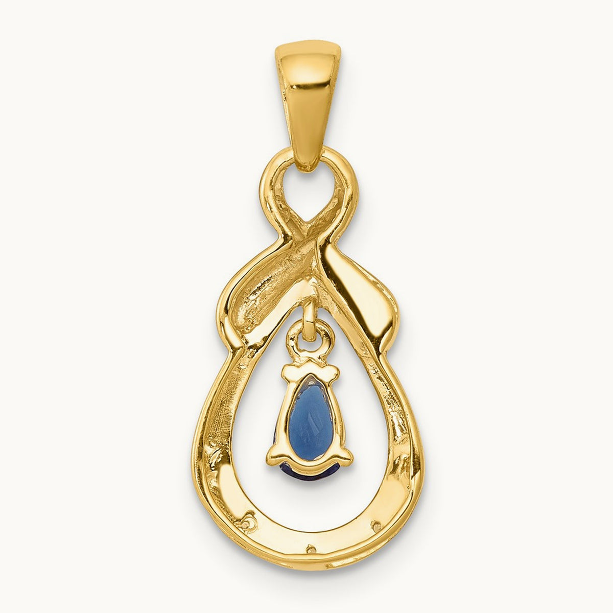 Pear Sapphire and Diamond Dangle Pendant, 14K