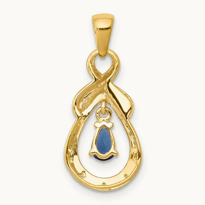 Pear Sapphire and Diamond Dangle Pendant, 14K