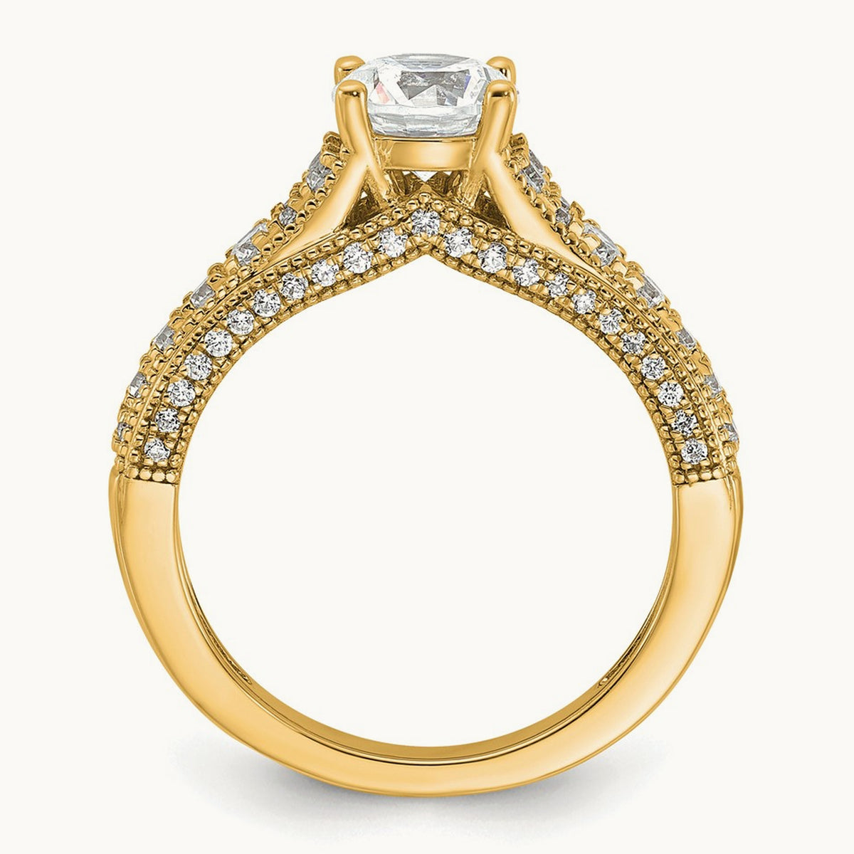 Round Engagement Ring, 1.50 ct tw Lab-Grown Diamond — 14K Yellow Gold