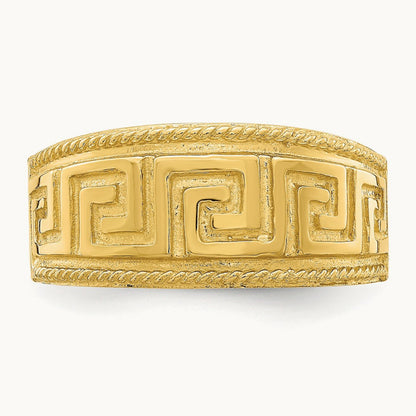 Greek Key Pattern Dome Ring, 14K