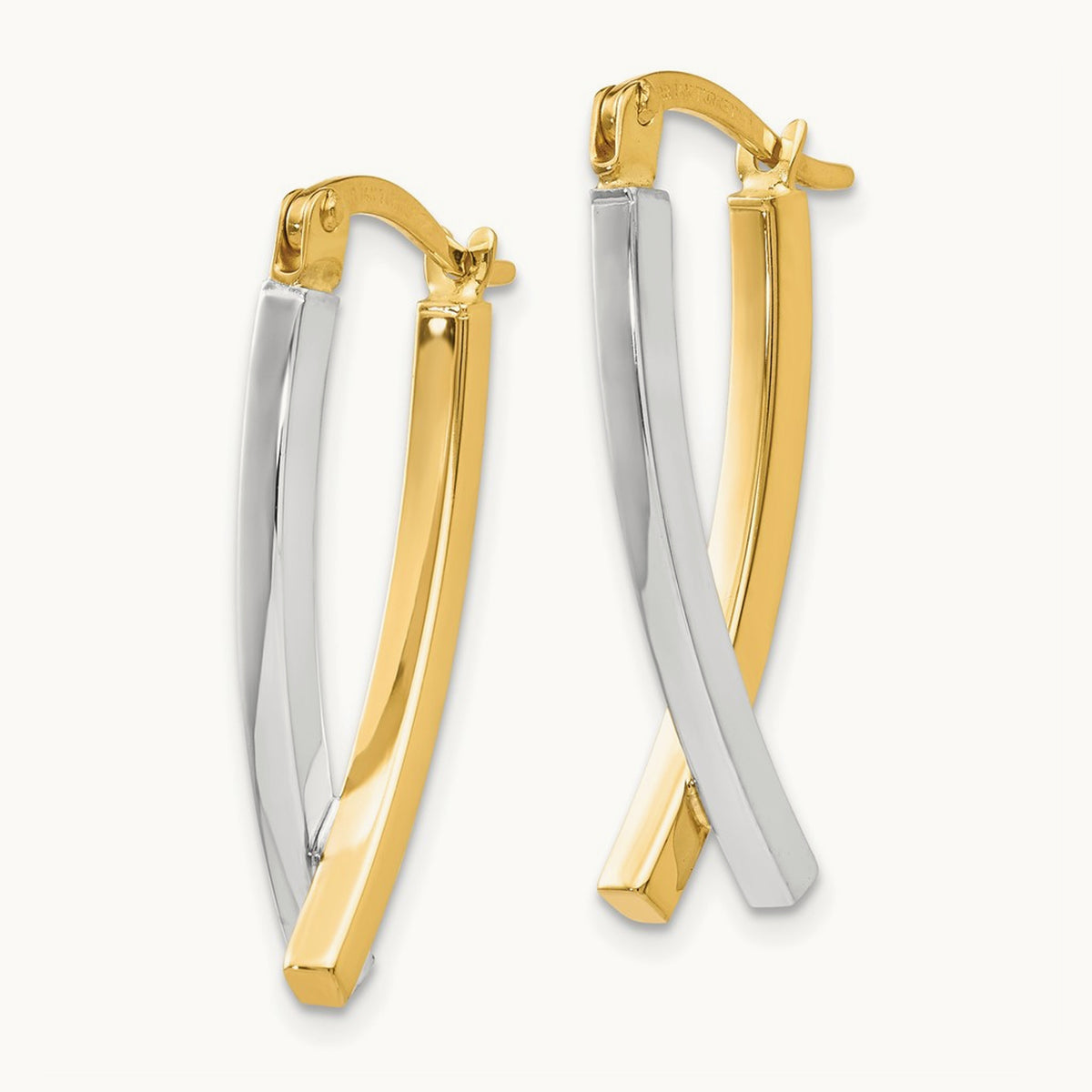 Hinged Tube Earrings, 14K Two-tone