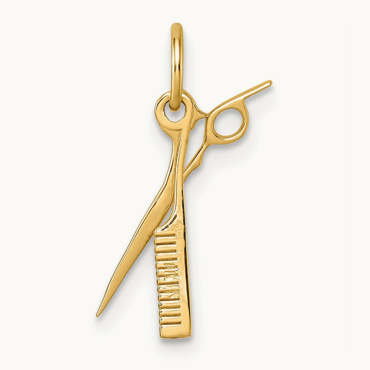 Fancy Comb and Scissors Pendant, 14K Yellow Gold