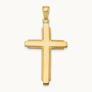 Solid Cross Pendant — 14K Yellow Gold
