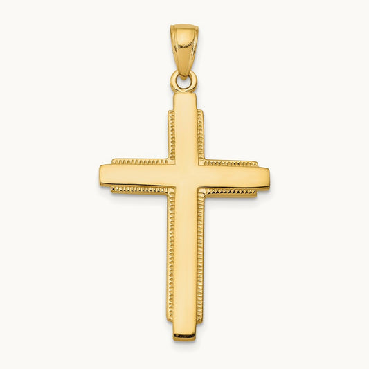 Solid Cross Pendant — 14K Yellow Gold