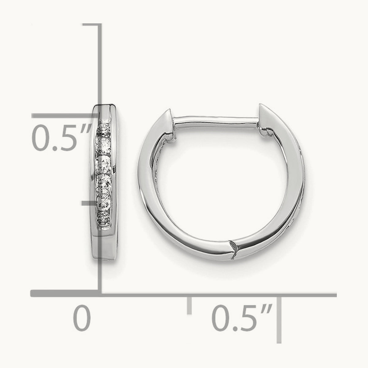 Polished Diamond Hinged Hoop Earrings — 14K White Gold
