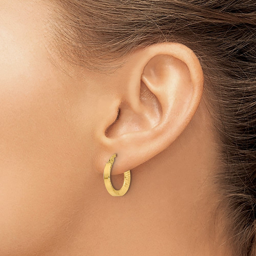 Polished and Diamond-cut Hoop Earrings — 16mm