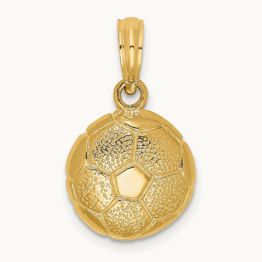 Solid Polished Open-Backed Soccer Ball Charm, 14K