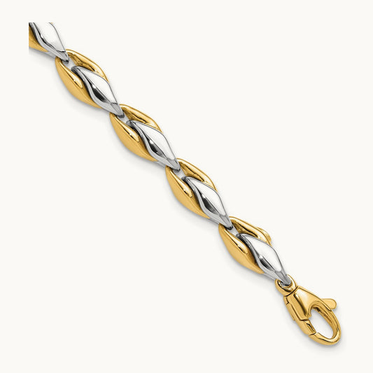 Polished 7.5in Bracelet, 14K Two-tone