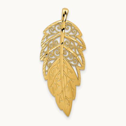 Diamond Cut Leaf Chain Slide, 14K Yellow Gold