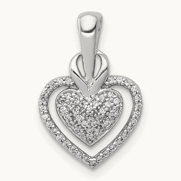 1/5ct. Diamond Fancy Double Heart Chain Slide, 14K White Gold