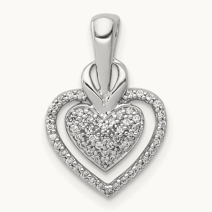 1/5ct. Diamond Fancy Double Heart Chain Slide, 14K White Gold