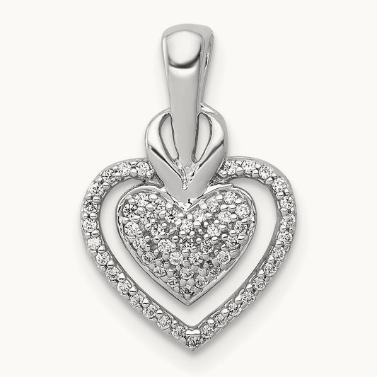 1/5ct. Diamond Fancy Double Heart Chain Slide, 14K White Gold
