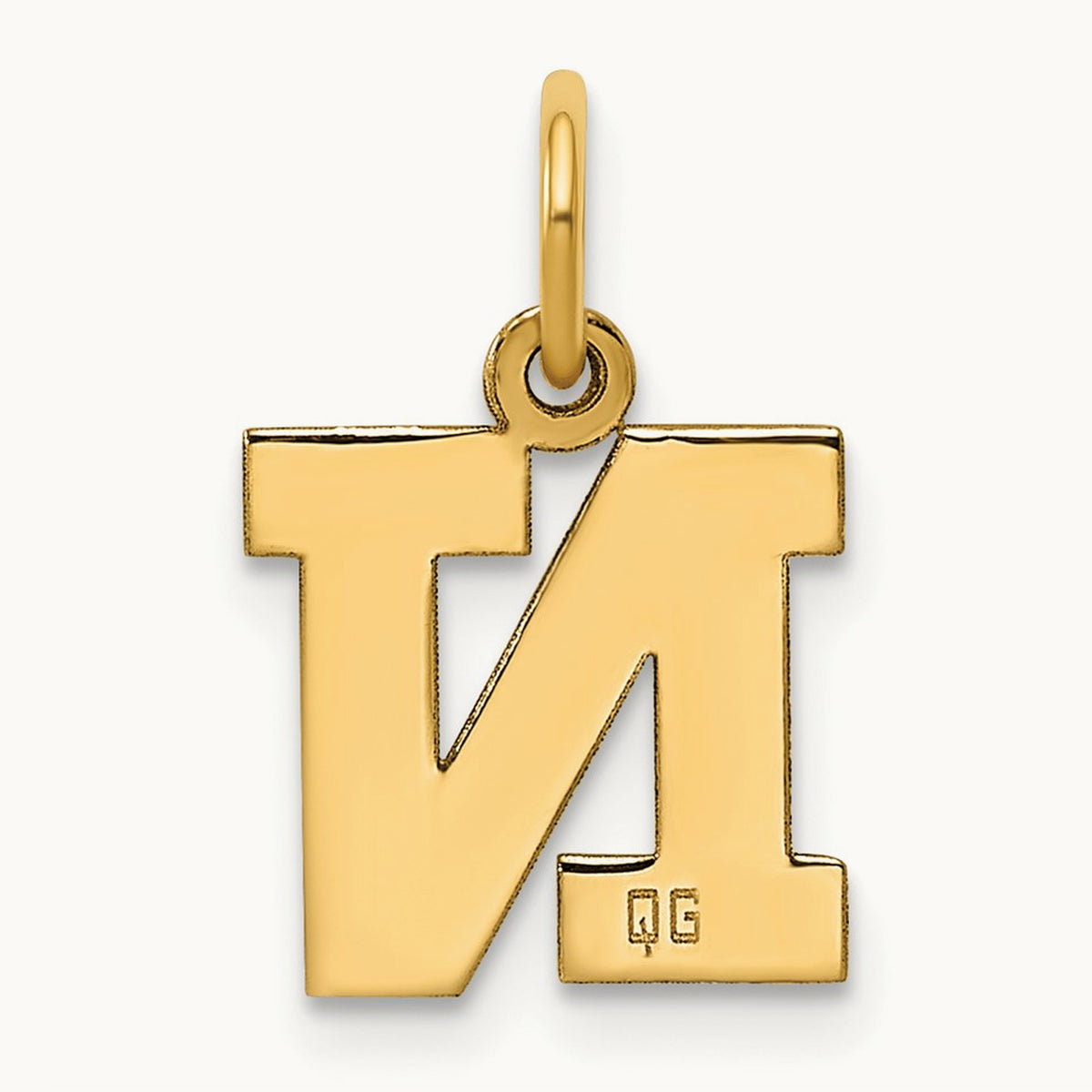 Small Block Initial Charm — 14K Yellow Gold, N