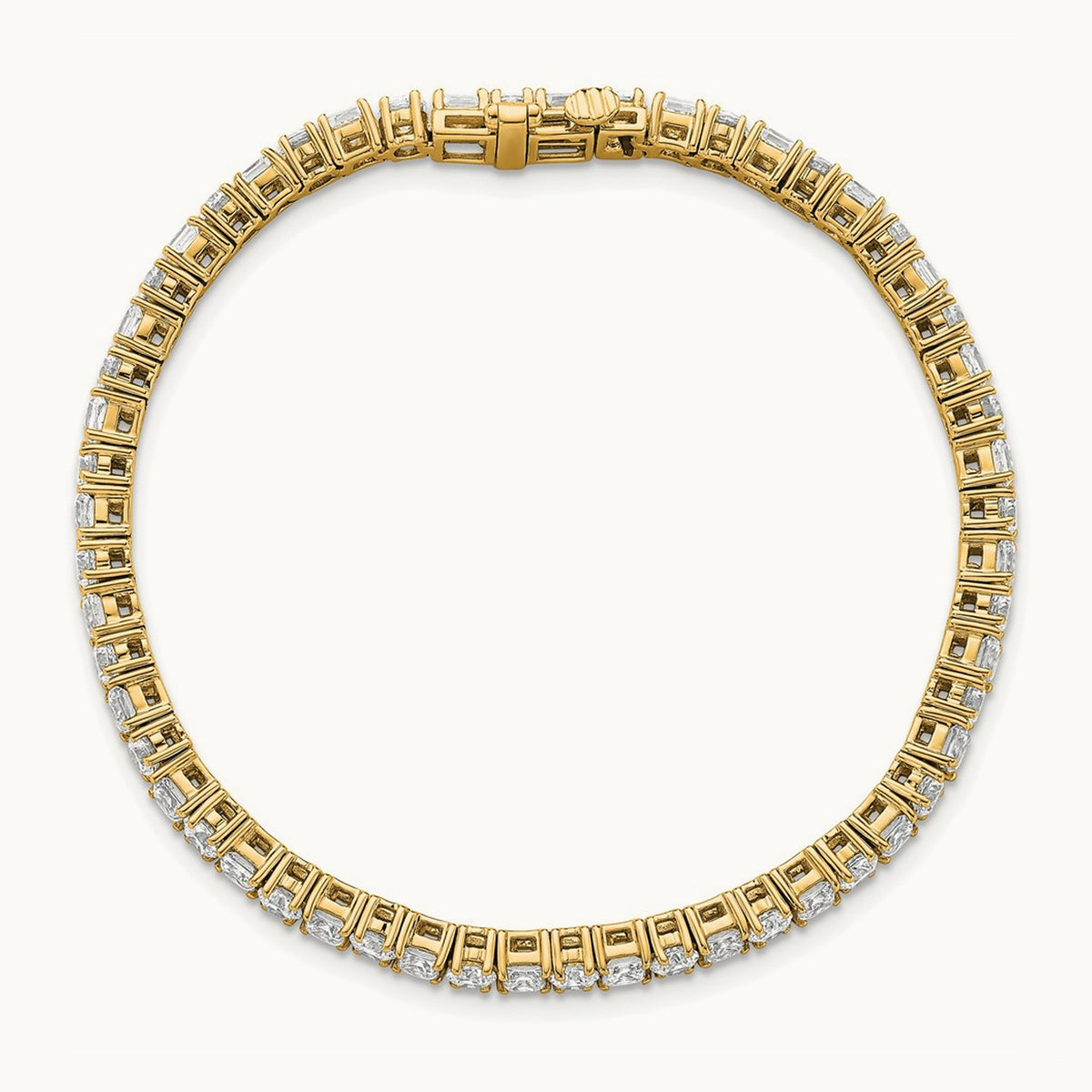 Princess/Round Tennis Bracelet, 7.00 ct tw Lab-Grown Diamond — 14K Yellow Gold