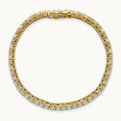Princess/Round Tennis Bracelet, 7.00 ct tw Lab-Grown Diamond — 14K Yellow Gold