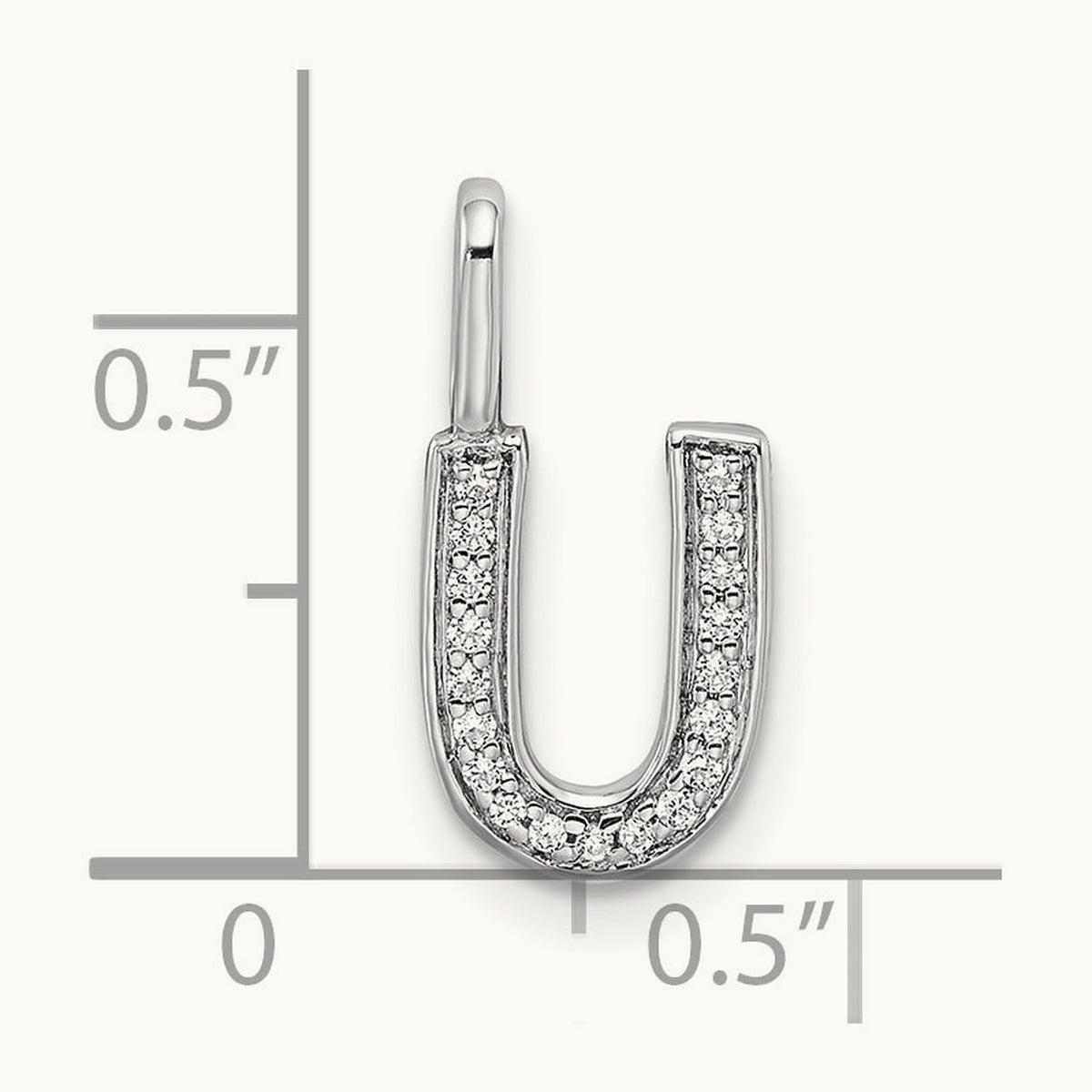 Diamond Letter U Initial Pendant, 14K White Gold