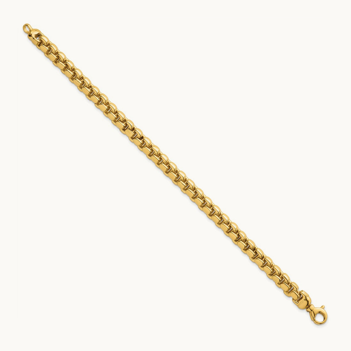 Polished Fancy Square Link Bracelet, 7.5mm, 14K