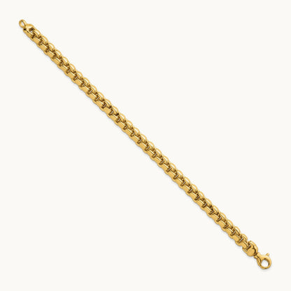 Polished Fancy Square Link Bracelet, 7.5mm, 14K