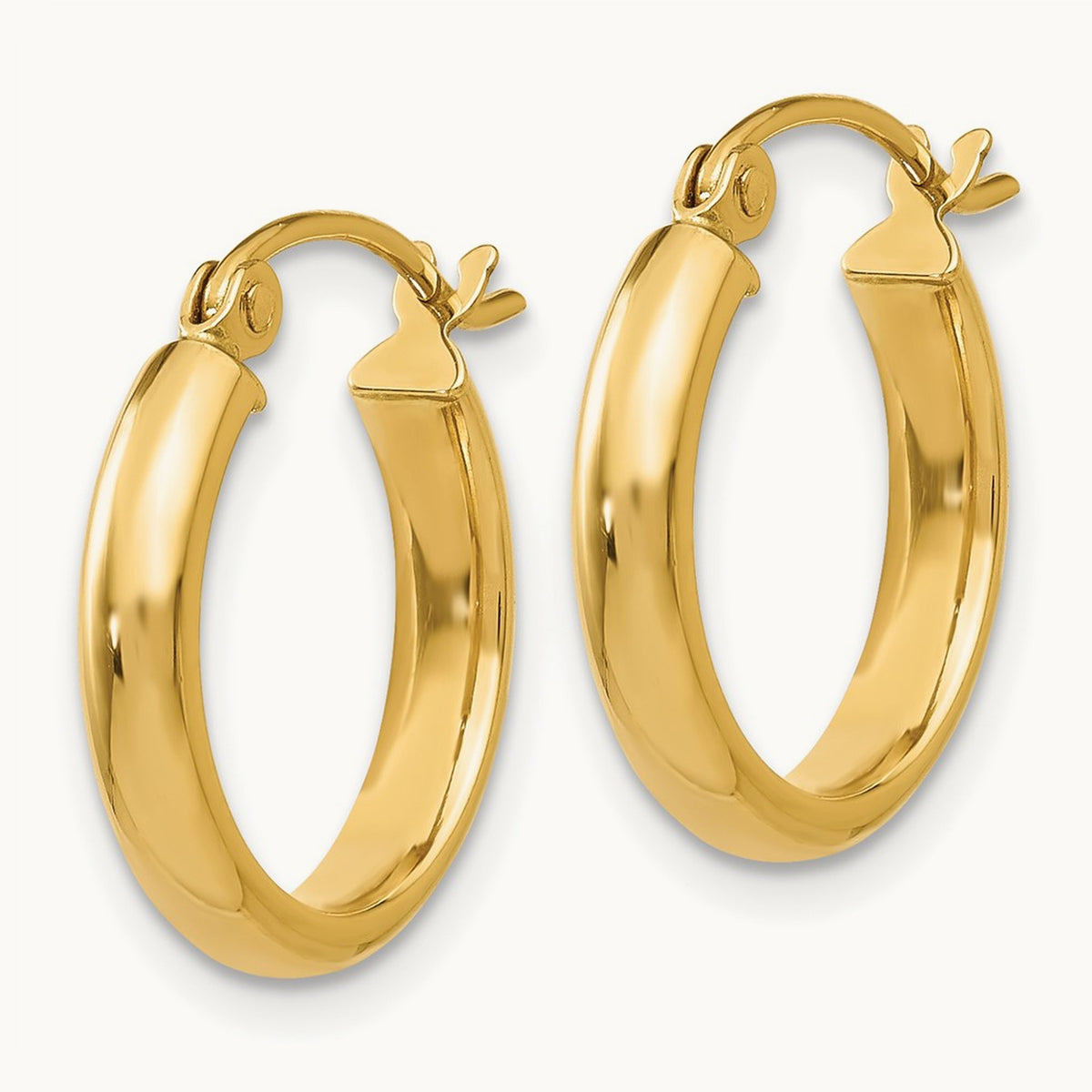 Round Tube Hoop Earrings — 14K Yellow Gold, 13mm