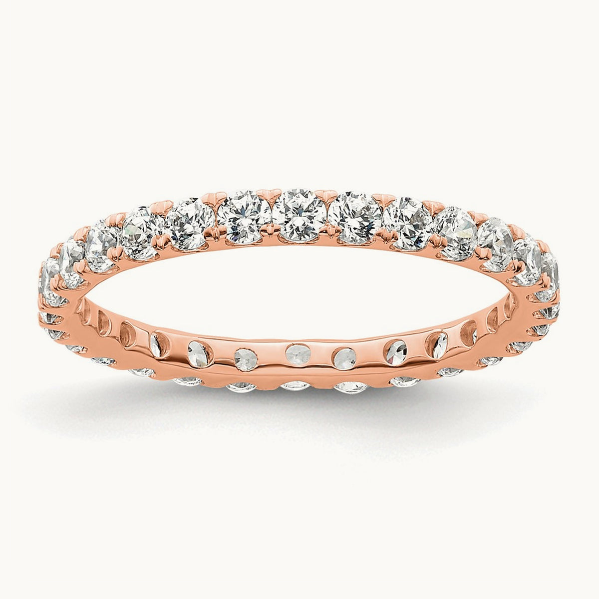 Polished U Shared Prong Diamond Eternity Band, 1.00 ct tw — 14K Rose Gold