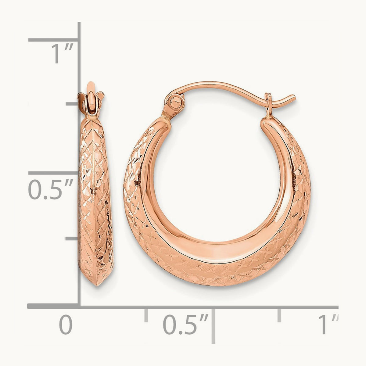 Textured Hollow Hoop Earrings — 14K Rose Gold
