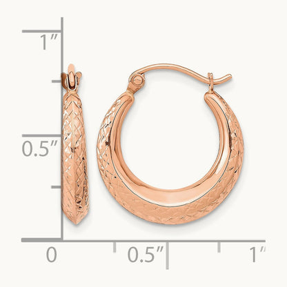 Textured Hollow Hoop Earrings — 14K Rose Gold