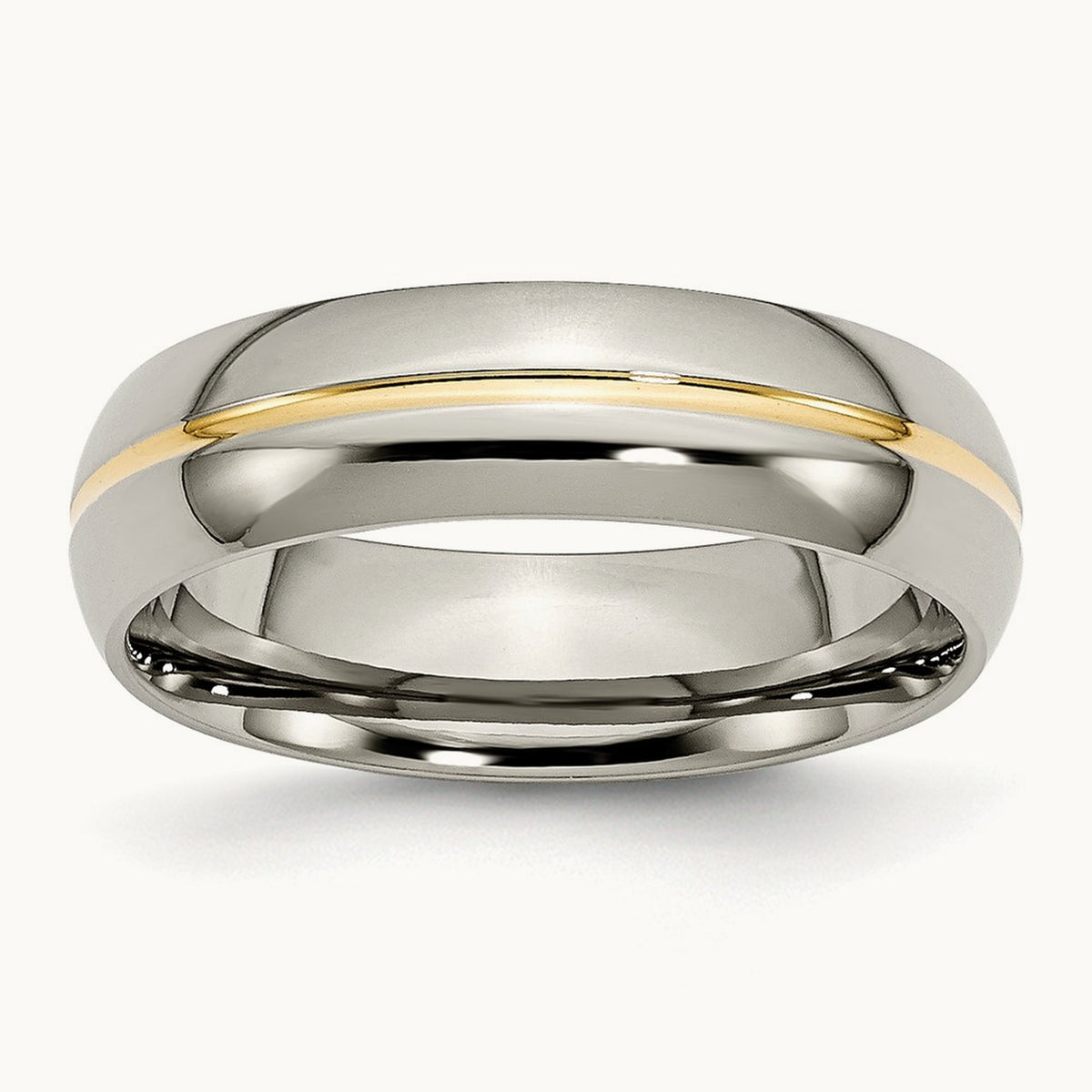 Polished Yellow IP-plated Grooved Band — photo set (2)