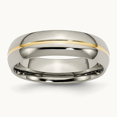 Polished Yellow IP-plated Grooved Band — photo set