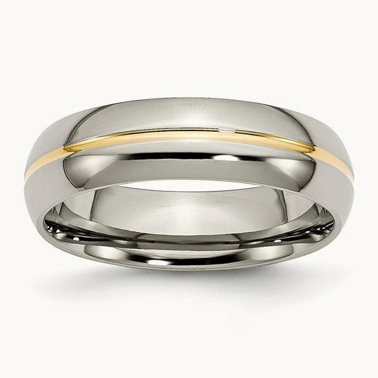 Polished Yellow IP-plated Grooved Band — photo set