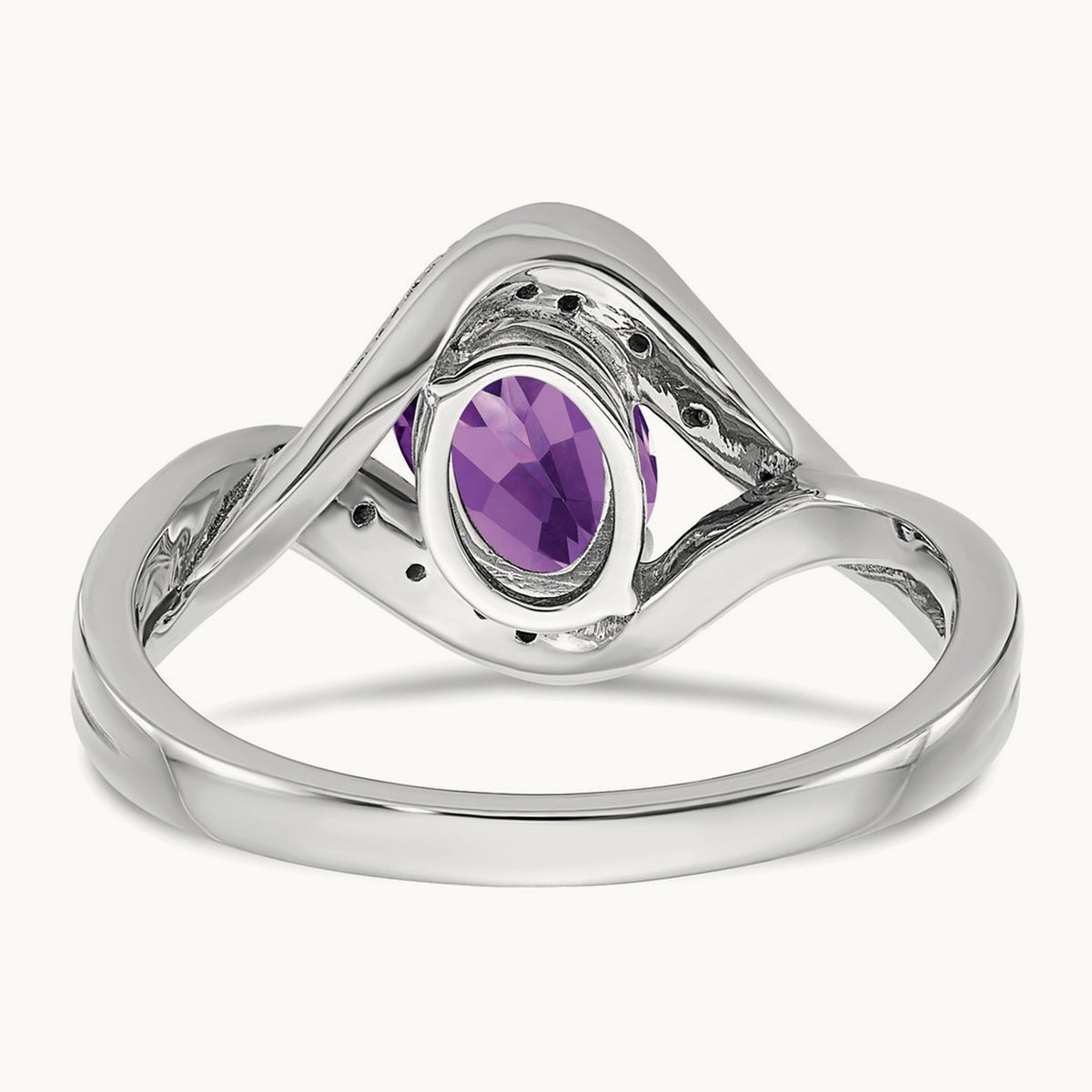 Oval Amethyst and Diamond Ring, 14K White Gold