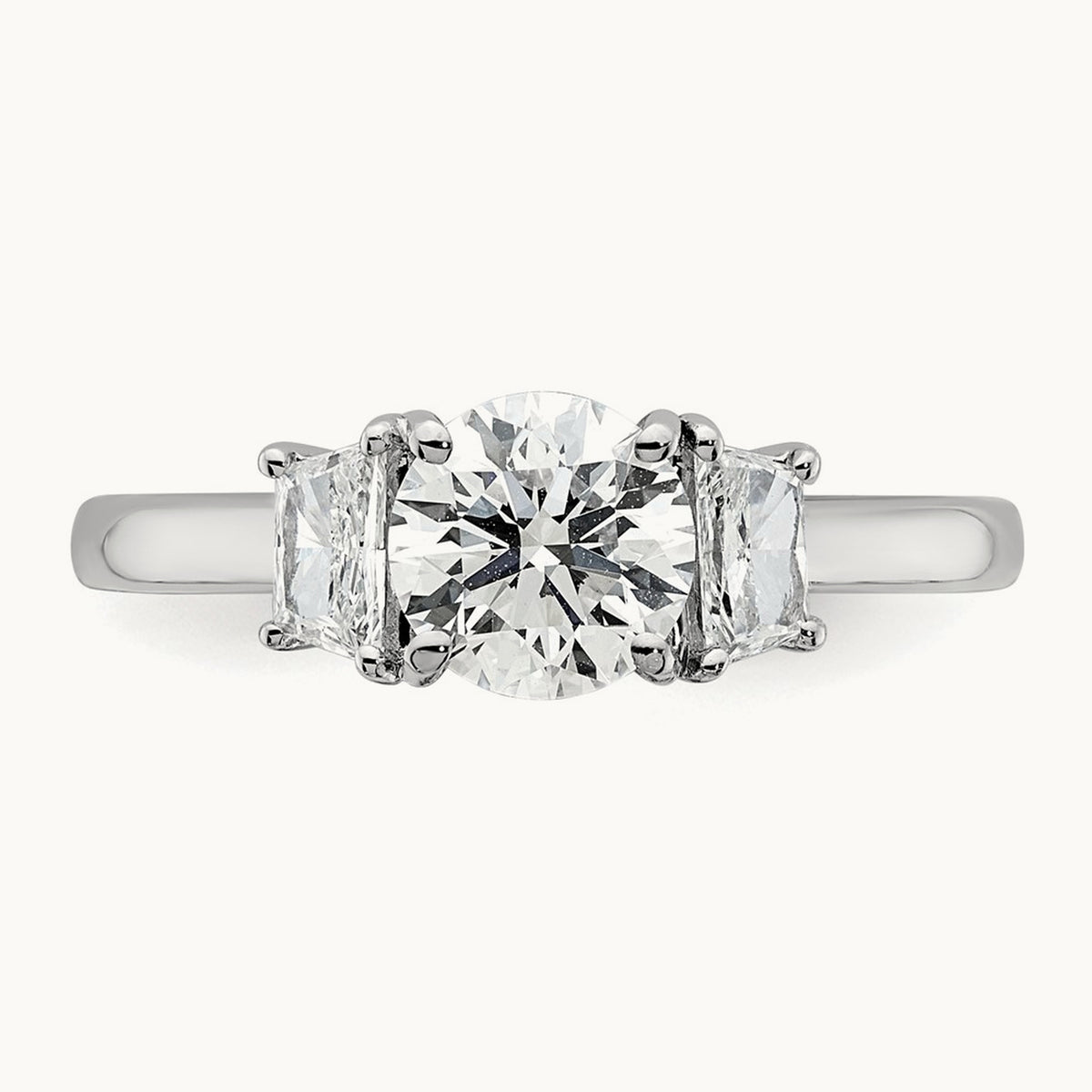 Trapezoid Sidestones Engagement Ring, 3/8-3 3/4 ct Lab-Grown Diamond — 14K White Gold