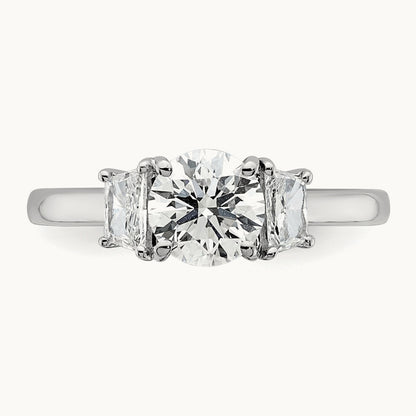 Trapezoid Sidestones Engagement Ring, 3/8-3 3/4 ct Lab-Grown Diamond — 14K White Gold