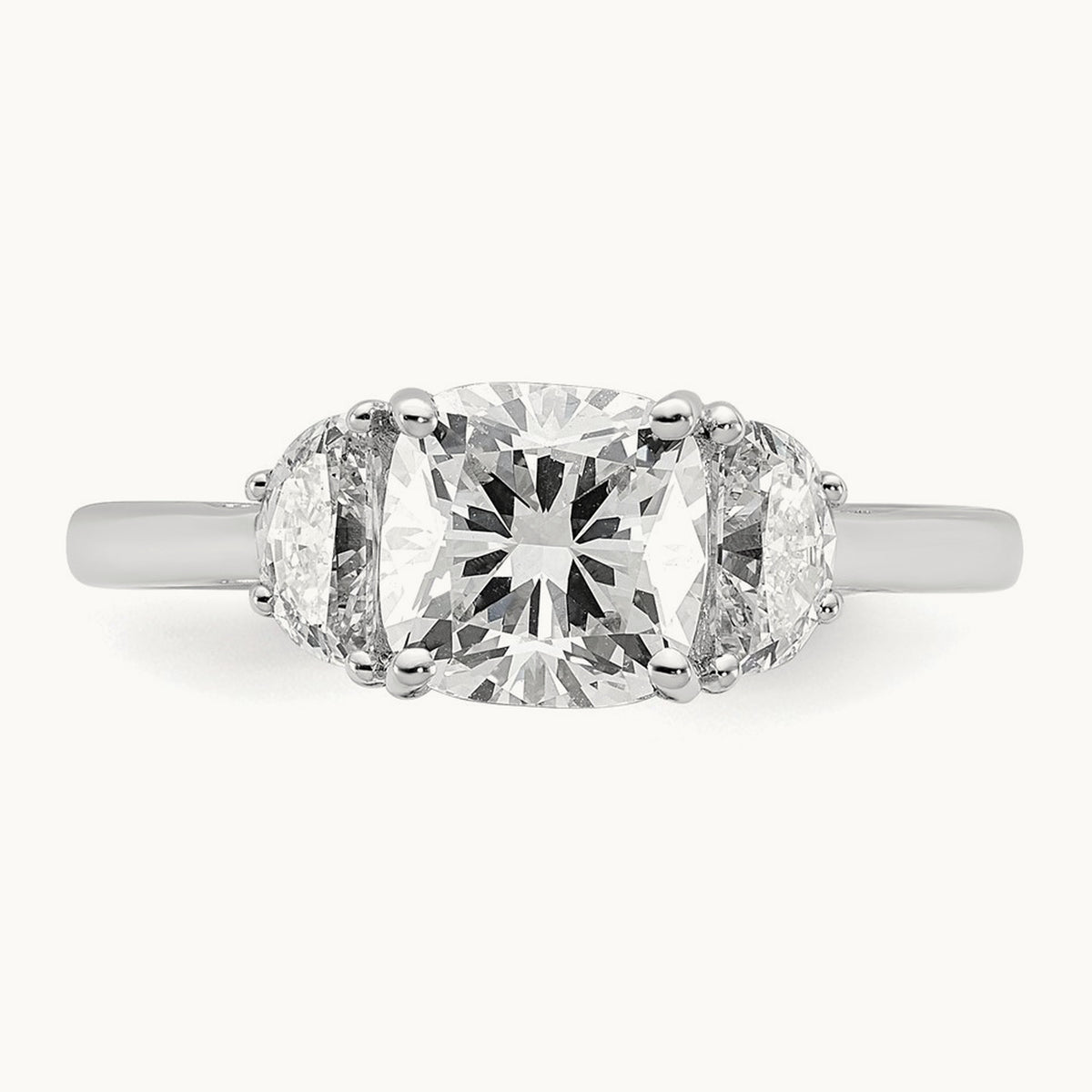 Half Moon & Cushion Semi-Mount Engagement Ring, 0.25-1.00 ct tw Lab-Grown Diamond — 1/2 ct, 14K White Gold