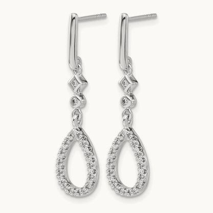Diamond Teardrop Earrings — 14K White Gold, 35mm