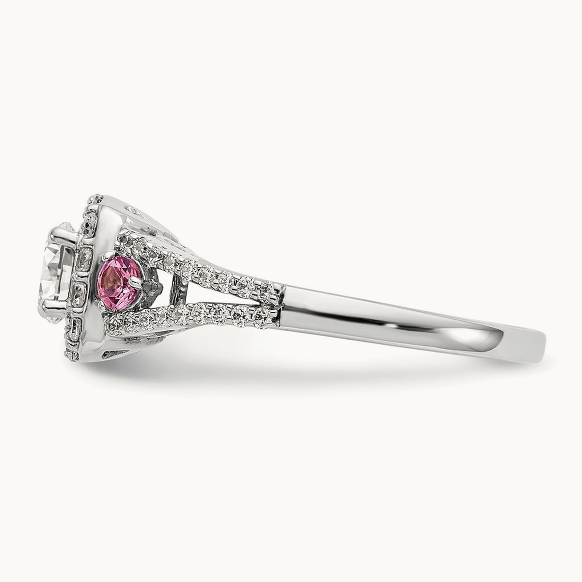 Gold and Pink Sap Semi-Mount Halo Engagement Ring, 0.50 ct tw