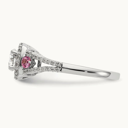 Gold and Pink Sap Semi-Mount Halo Engagement Ring, 0.50 ct tw