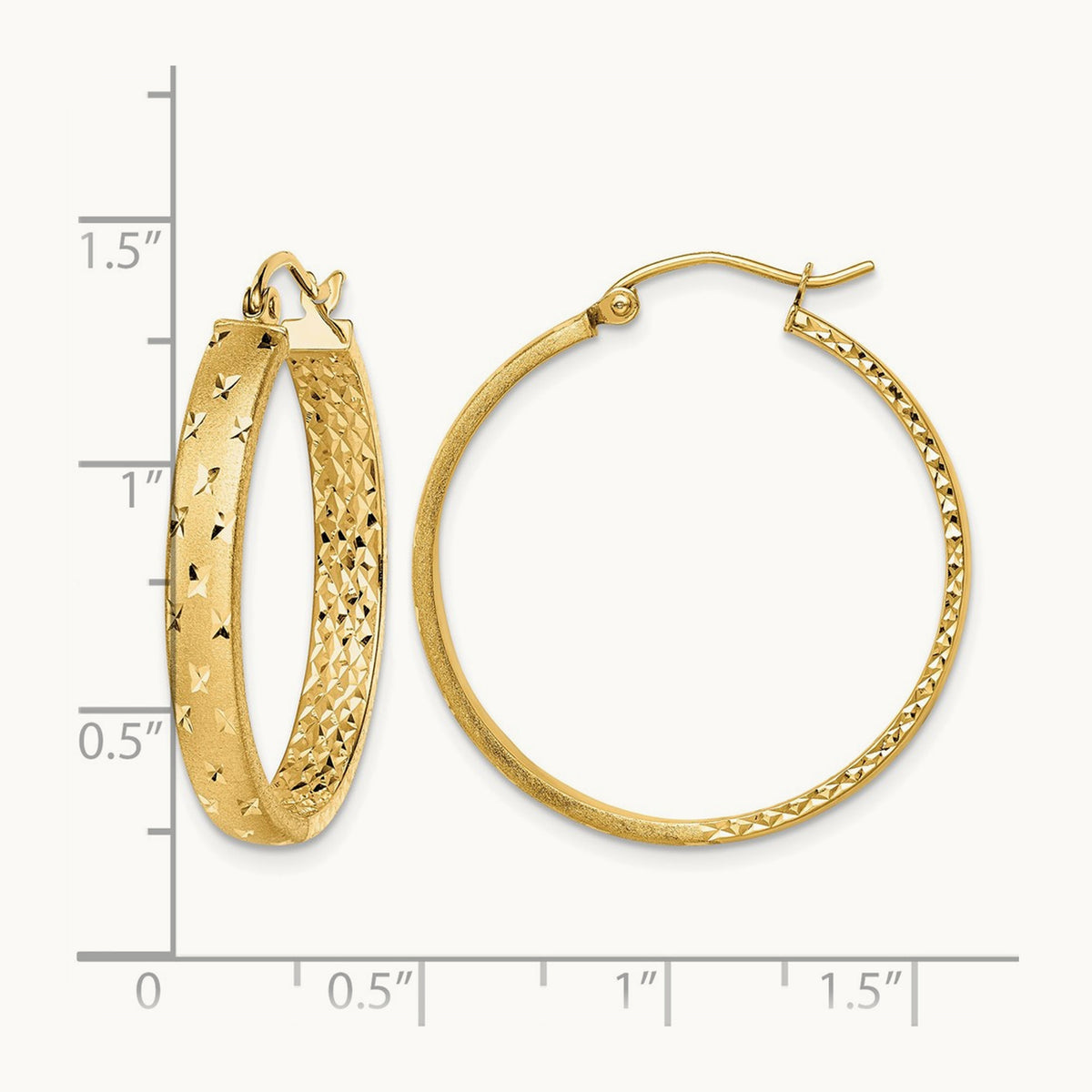 Polished Diamond-cut In/Out Hoop Earrings — 30mm