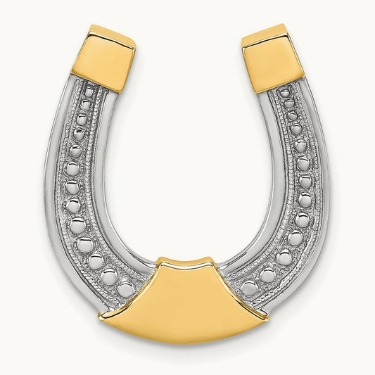 Horseshoe Chain Slide Charm — 14K Two-Tone Gold, 22.52mm