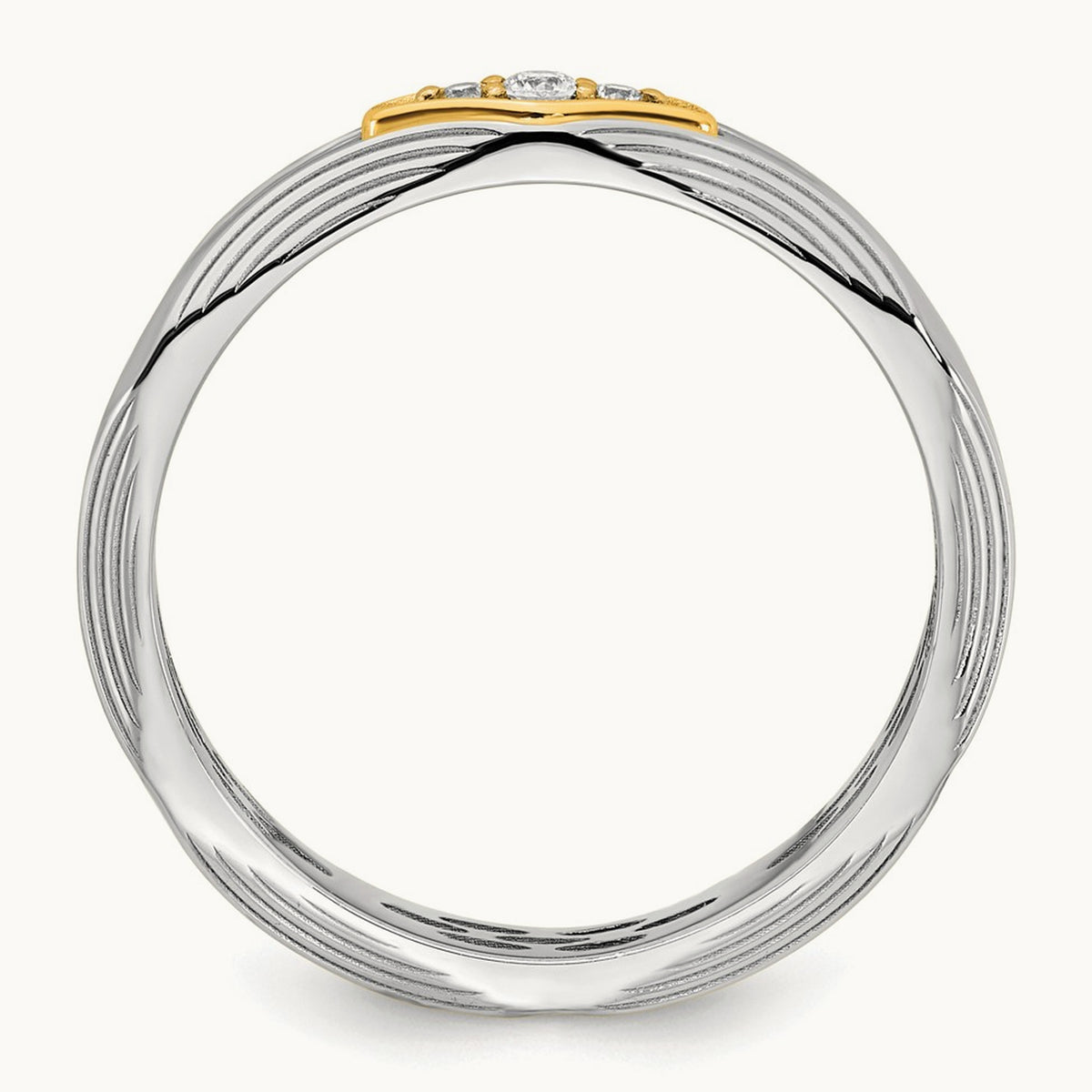 14ktt IB Goodman Mens Complete 3-Stone 1/15ct Diamond Ring