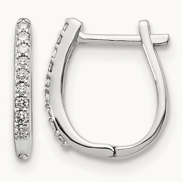 Diamond Hinged Hoop Earrings, 14K White Gold