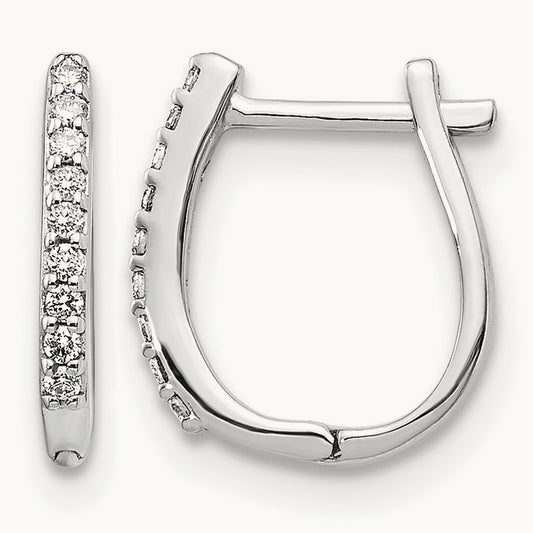 Diamond Hinged Hoop Earrings, 14K White Gold