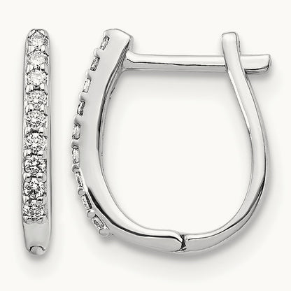 Diamond Hinged Hoop Earrings, 14K White Gold