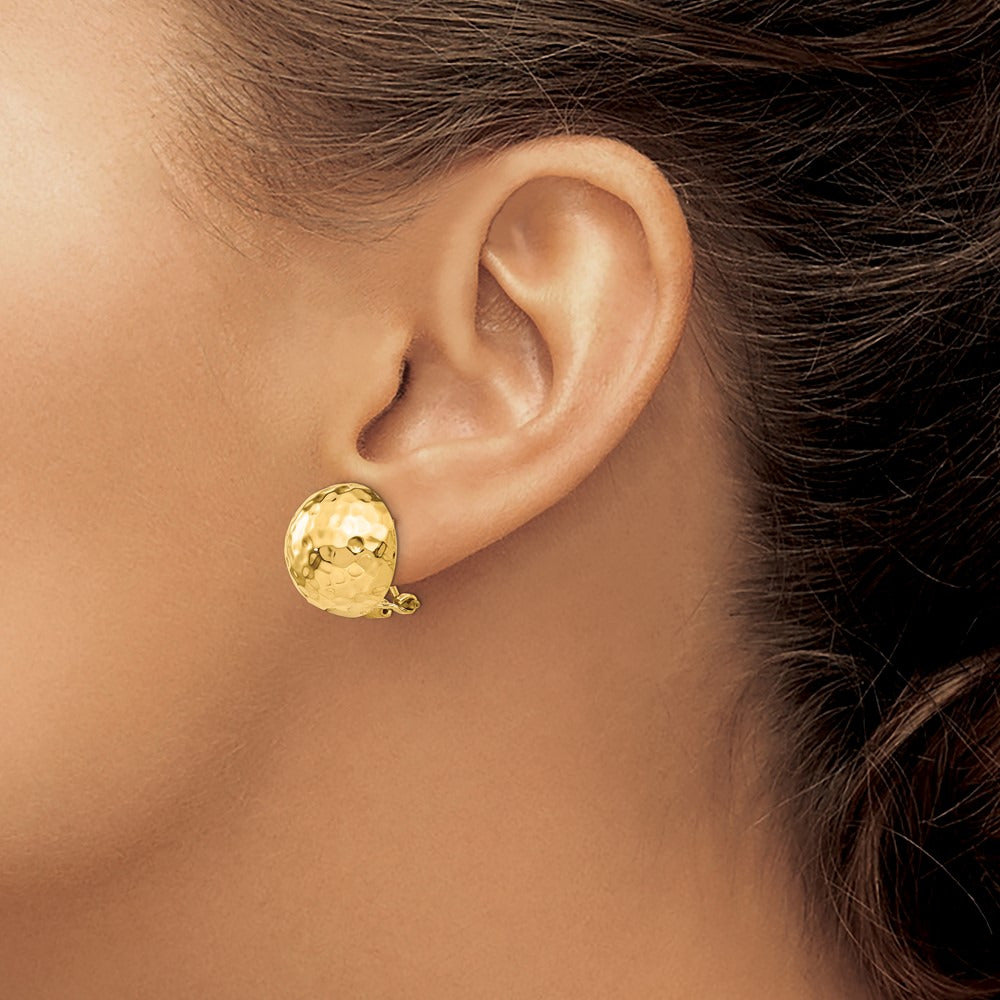 Hammered Omega Back Post Earrings — 16mm