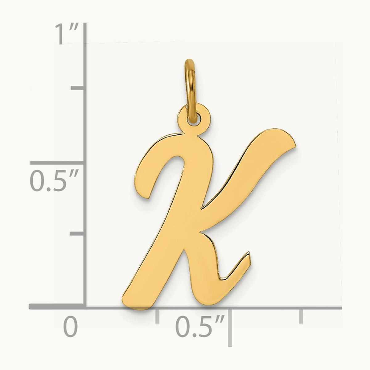 Large Script Initial Charm — 14K Yellow Gold, K