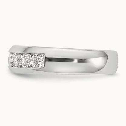 7-Stone Diamond Channel Band, 14K White Gold