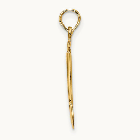3-D Polished Shovel Garden Tool Charm, 14K