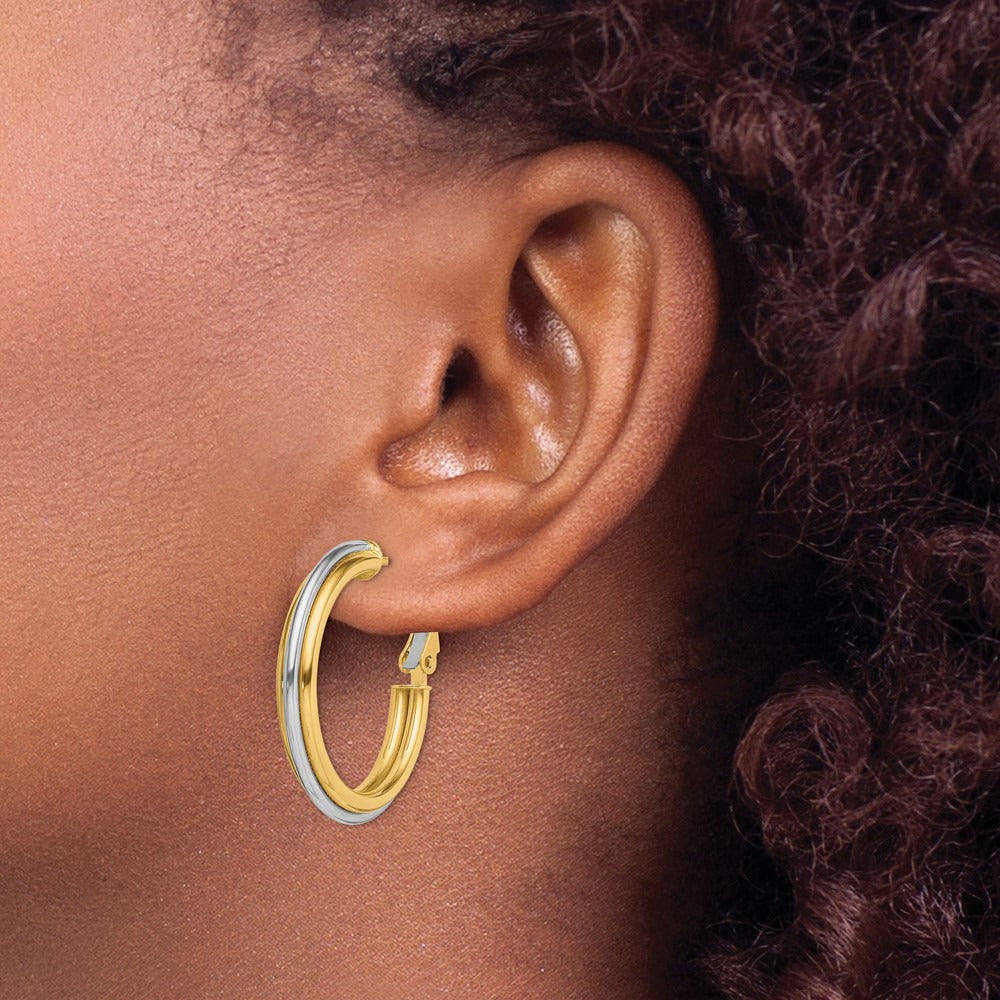 Polished Omega Back Hoop Earrings — 28mm